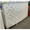 Image 2 : White leather tufted bar cabinet - approx 70" W x 21" L x 42 1/2" H