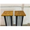 Image 2 : Group of 2 metal table legs w/ wooden top - approx 43 1/2" height