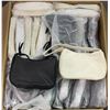 Image 1 : Box full of assorted small nylon black & beige shoulder purses (approx 50 pcs)