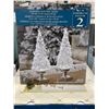 Image 2 : Group of 2 lighted glitter trees w/LED & snowy holiday village w/lights & music (store return(s))