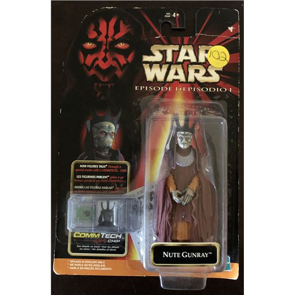 Star Wars episode 1 figure Nute Gunray w/ Great Britain issue stamps & 2 1978 wax packs wrappers