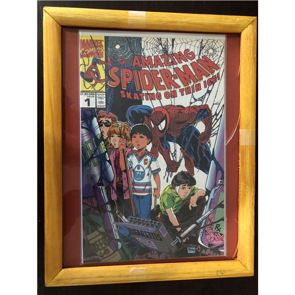 Spiderman Oilers jersey comic framed
