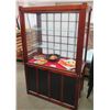 Image 1 : Wooden Display Cabinet w/ Open Front & Glass Shelves 37"x18"x60"H