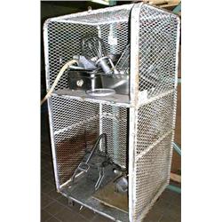 Enclosed Screened Rolling Cart with Hobart Attachments and 3 French Fry Cutter  69"H x 33" W x 28"D