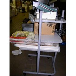 Rolling Cart, 3 Tiered with Sight screener, storage boxes and box of cable 53"H x 25" x 29"D