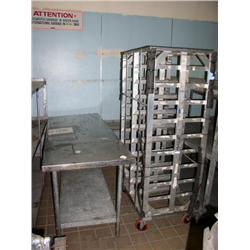 Sheet Pan or Proof Cart for trays and Serving Tables 36"W x  71"H x 25"D and Stainless Steel Table 3