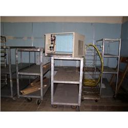 Lot of 5 Carts and Air Conditioning Unit (1 Cart is missing a leg)