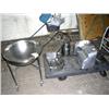 Image 1 : Lot of:   Big Round Rolling Pan with 1 wheel missing 32"H x 30"Diameter of Bowl and 1 Rolling Cart w
