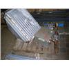 Image 5 : Lot of 4 Pallets:  Canvas top, metal pieces for shelving, Compressors, Small Stainless Steel Table