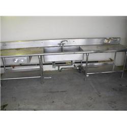 Double Stainless Steel sink and work surface with 1 drawer,Including Backsplash height is 44"   - Wo