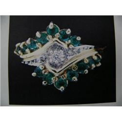 Emerald and Diamond Lady's Ring 10 K yellow gold- emeralds are round, faceted approx. 0.50 carats, c