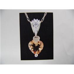 Citrine ad Diamond Heart Pendant and Chain 14 K yellow gold- Citrine is heart-shaped, faceted approx