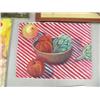 Image 8 : Lot of 4 original oil paintings and 4 shrink wrapped prints: originals of- fruit bowl; tiger; park s