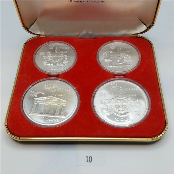1976 Montreal Olympic Proof Coin Set 4 Coins .925 Silver 4.32 Troy Ounces