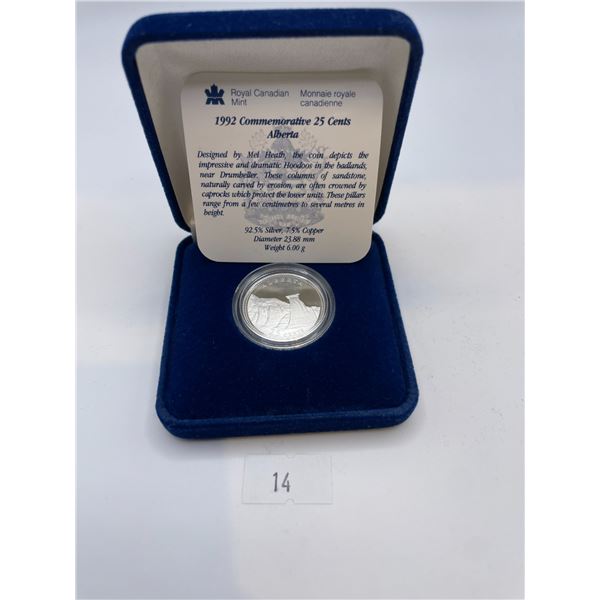 1992 Alberta Commemorative 25 Cents 6g 925 Silver