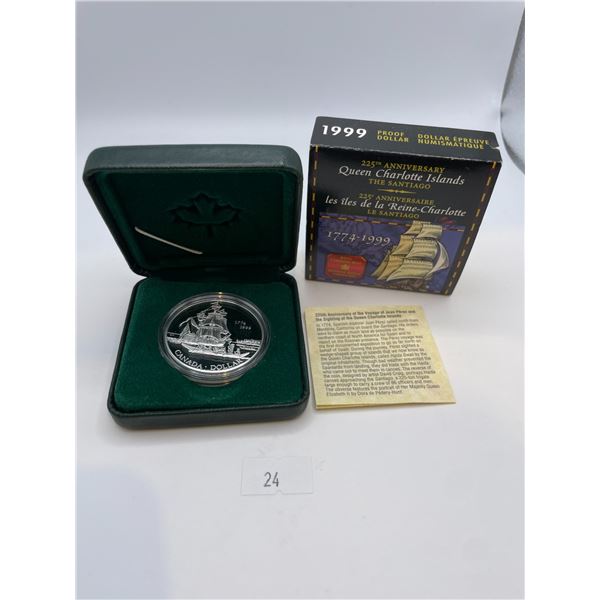 1999 Queen Charlotte Islands Canadian Proof Dollar 25.175g 925 Silver