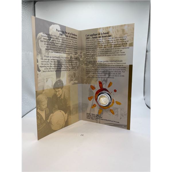 2001- Year of Volunteers 10 Cent Coin 2.4g 925 Silver