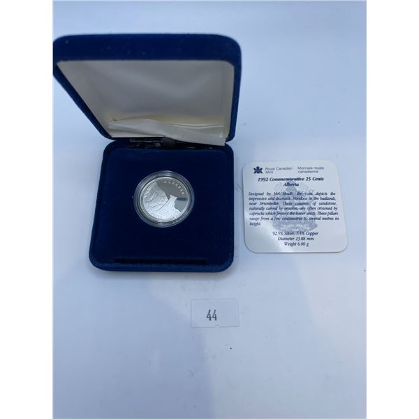 1992 Alberta Commemorative 25 Cents 6g 925 Silver