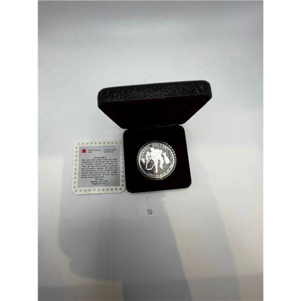1993 Canada Stanley Cup Centennial Proof Silver Dollar 92.5% 25.18g