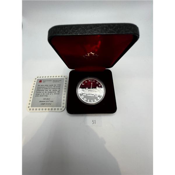 1984 Canada Toronto 150th Anniversary Proof Silver Coin 50% 23.33g