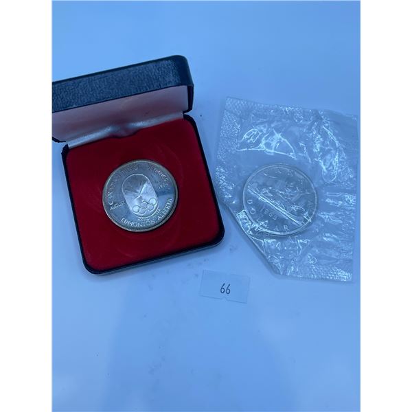 Canadian Junior Olympics 90% Silver Token and 1963 Canadian Dollar