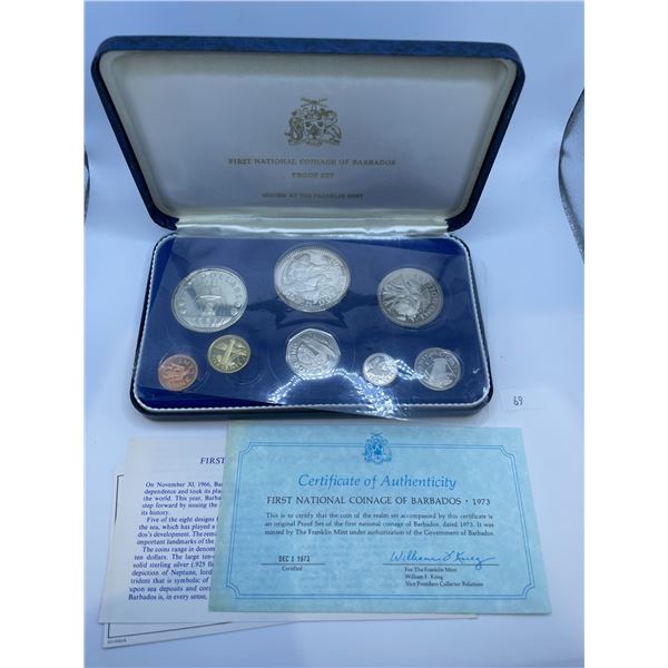 First National Coinage of Barbados Proof Set 37.9g 925 Silver & 31.1g 80% Silver