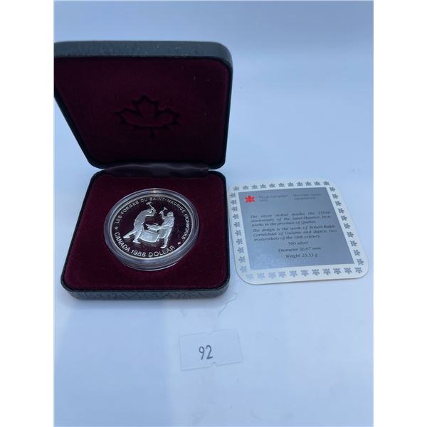 1988 Saint-Maurice Ironworks Canadian Dollar 23.33g 50% Silver