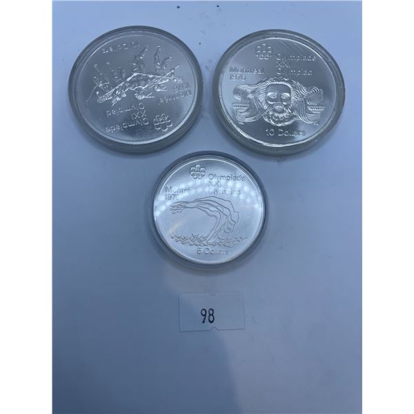 1976 Montreal Olympic Proof $10 & $5 Coins 121.5g 925 Silver