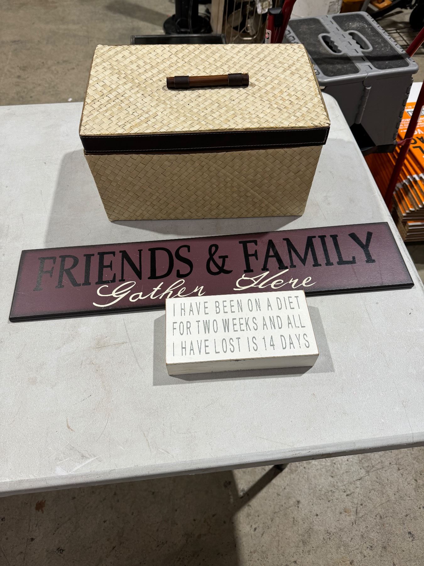 Storage box and sign decor