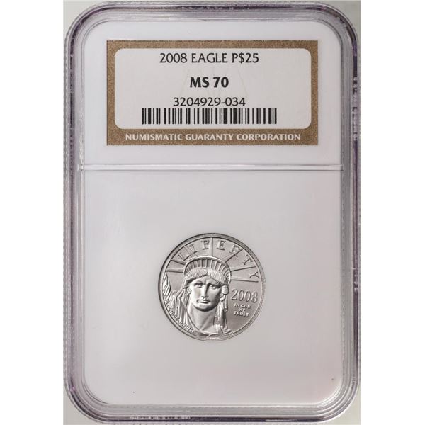 2008 $25 American Platinum Eagle Coin NGC MS70