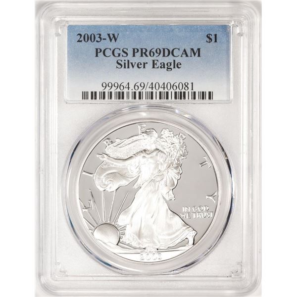 2003-W $1 Proof American Silver Eagle Coin PCGS PR69DCAM