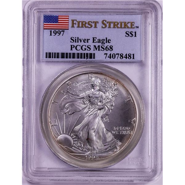 1997 $1 American Silver Eagle Coin PCGS MS68 First Strike