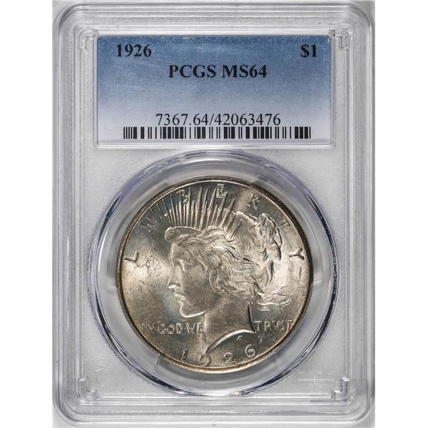 1926 $1 Peace Silver Dollar Coin PCGS MS64