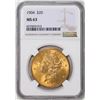 Image 1 : 1904 $20 Liberty Head Eagle Gold Coin NGC MS63