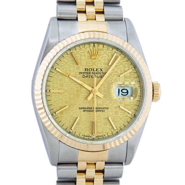 Rolex Men's Two Tone Champagne Jubilee Datejust Wristwatch