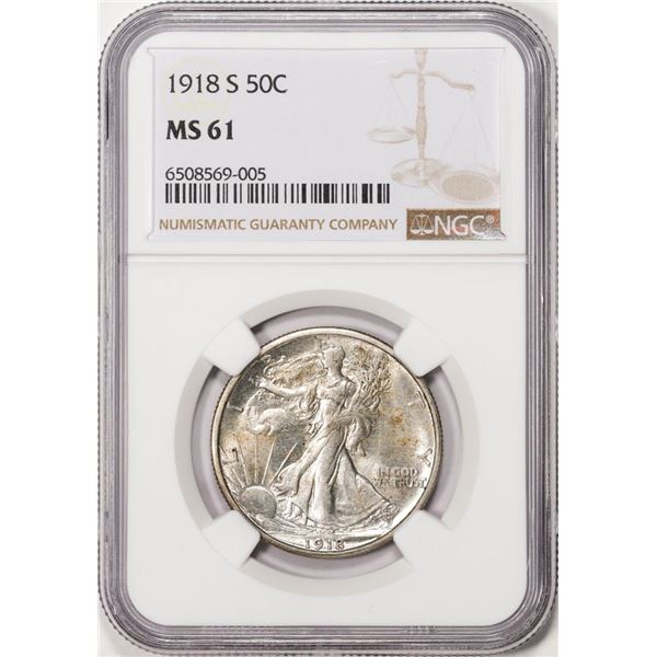 1918-S Walking Liberty Half Dollar Coin NGC MS61