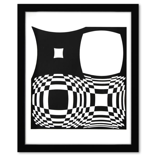 Victor Vasarely (1908-1997) "Japet De La Serie Croises" Print Mixed Media On Paper