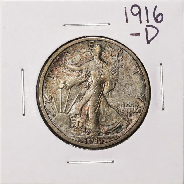 1916-D Walking Liberty Half Dollar Coin Nice Toning