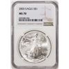 Image 1 : 2003 $1 American Silver Eagle Coin NGC MS70