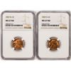 1937-D & 1937-S Lincoln Wheat Cent Coins NGC MS67RD