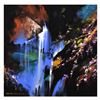 Thomas Leung "Pink Blossom Under the Falls" Original Acrylic on Canvas
