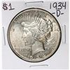 1934-D $1 Peace Silver Dollar Coin