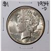 1934-D $1 Peace Silver Dollar Coin