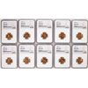 Lot of (10) 1939 Lincoln Wheat Cent Coins NGC MS67RD