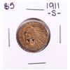 1911-S $5 Indian Head Half Eagle Gold Coin