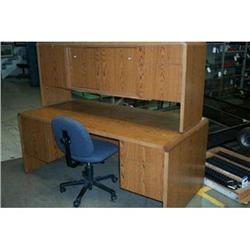 Oak Desk, Credenza and Chair