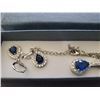 Image 2 : UNRESERVED Sapphire colored crystal necklace and earrings set
