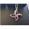Image 3 : UNRESERVED Sterling silver earrings with matching purple crystal pendant on chain