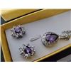 Image 3 : UNRESERVED Unmarked silver set with purple crystal