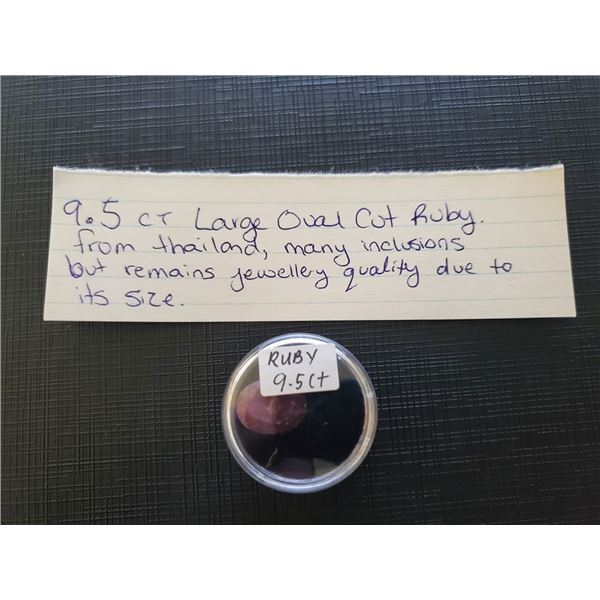9.5 karat large oval cut ruby from Thailand